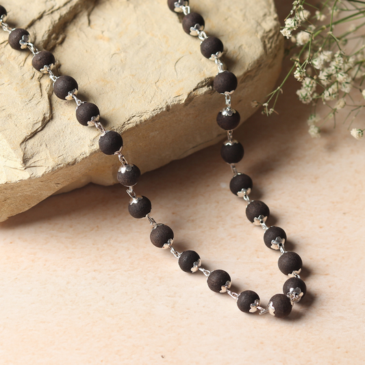 Karungali Malai Silver Cap Plated Necklace with Certification