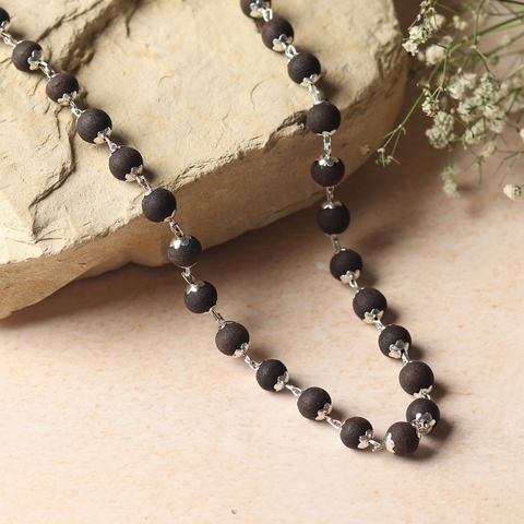 Karungali Malai Silver Cap Plated Necklace with Certification