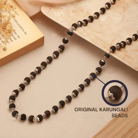 Karungali Malai Silver Cap Plated Necklace with Certification