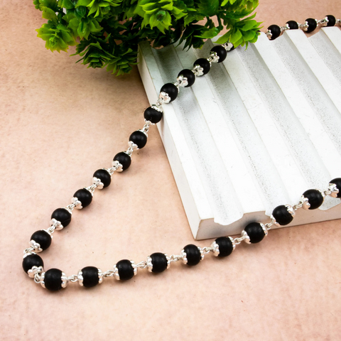 Karungali Malai Silver Cap Plated Necklace with Certification
